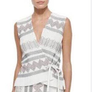 Tory Burch White Sleeveless Wrap Top size 6